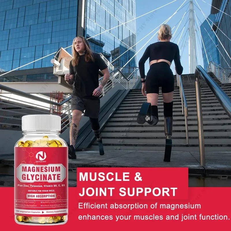 Magnesium Glycinate Capsules with Zinc Potassium for Muscle Heart Bone Immune System Health