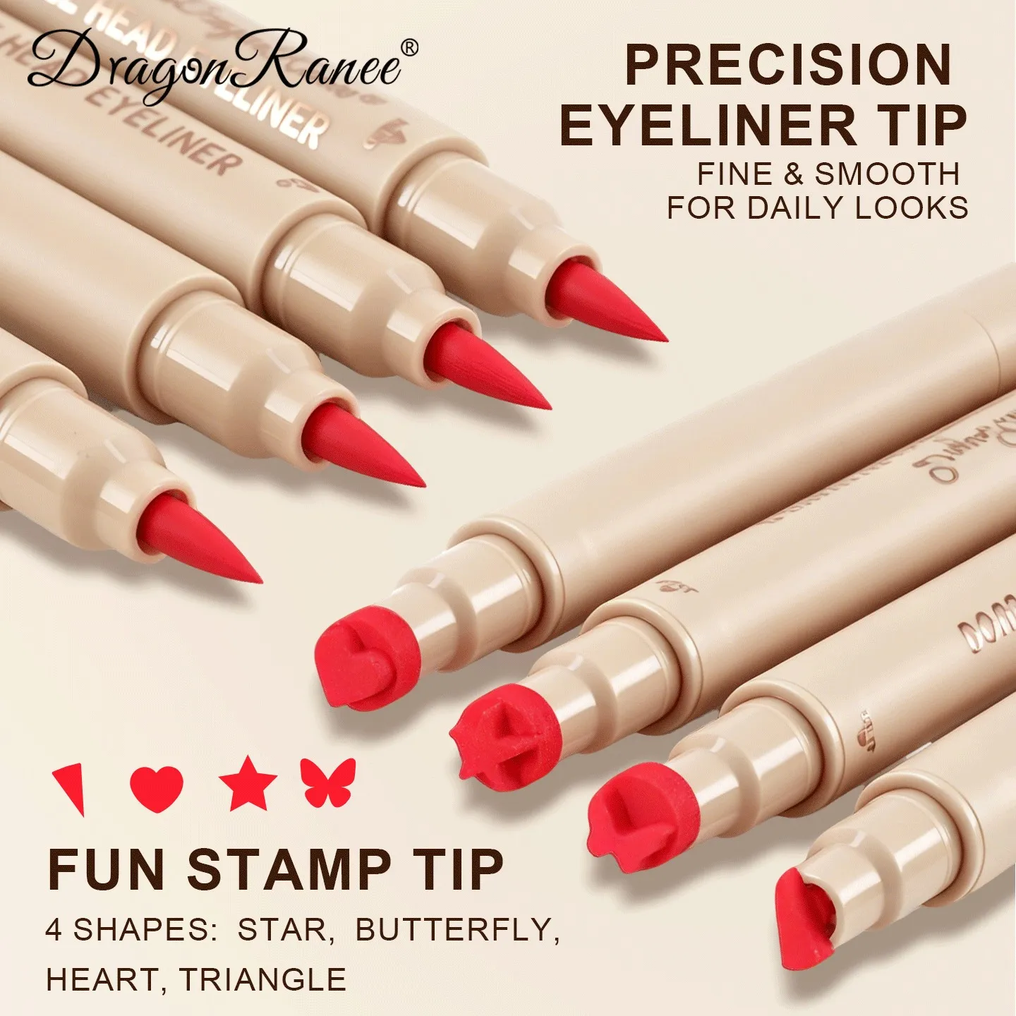 2-in-1 Dual-Ended Stamp Eyeliner Pen 20 Colors Waterproof Liquid Eyeliner with Stamp Tip Quick Dry Eye Makeup for Beginners