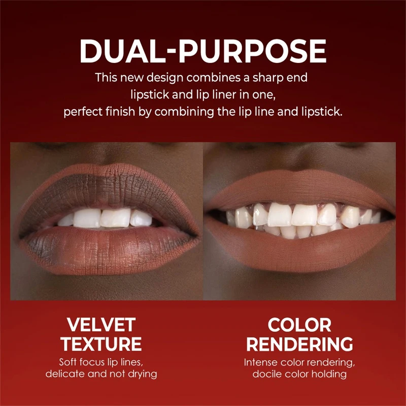 Tapered Nib Lip Liner Pencil Long-Lasting Matte Black Brown Velvet Lipstick Waterproof Natural Slim Lip Liner Makeup Cosmetics
