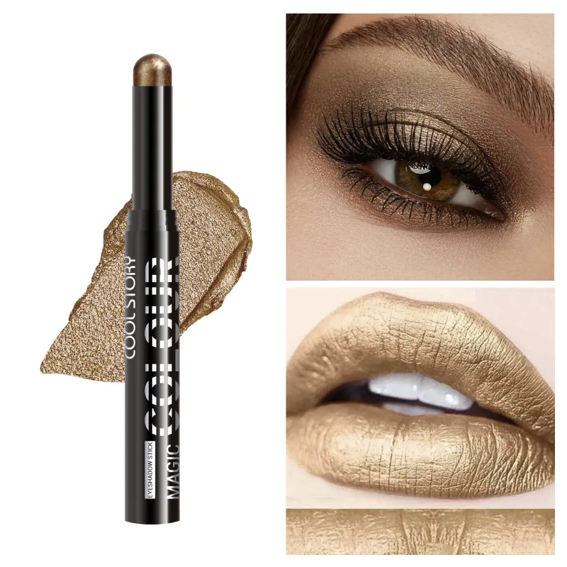 2 in 1 Eyeshadow Lipstick Stick Pencil Waterproof Glitter Brighten Matte Eye Shadow Makeup Pigment Eyeshadow Pen