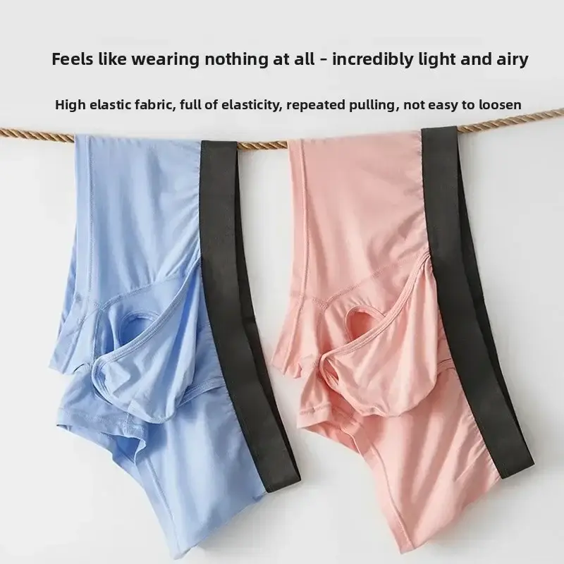 Mens Bamboo Fibers Athletic Quick Dry Breathable Separate Pouch Underwear Fly Front Dual Pouch Trunks Bulge Enhancing Comfortabl