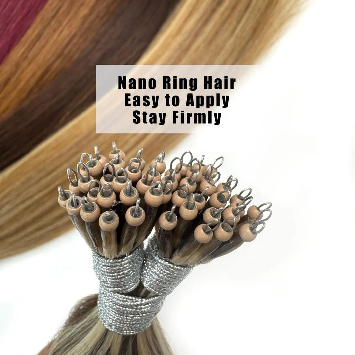 1g/s 100Strands Real Human Hair Nano Ring Hair Extensions Machine Remy Pre-Bonded Straight Micro Beads Nano Tip 16''-24''