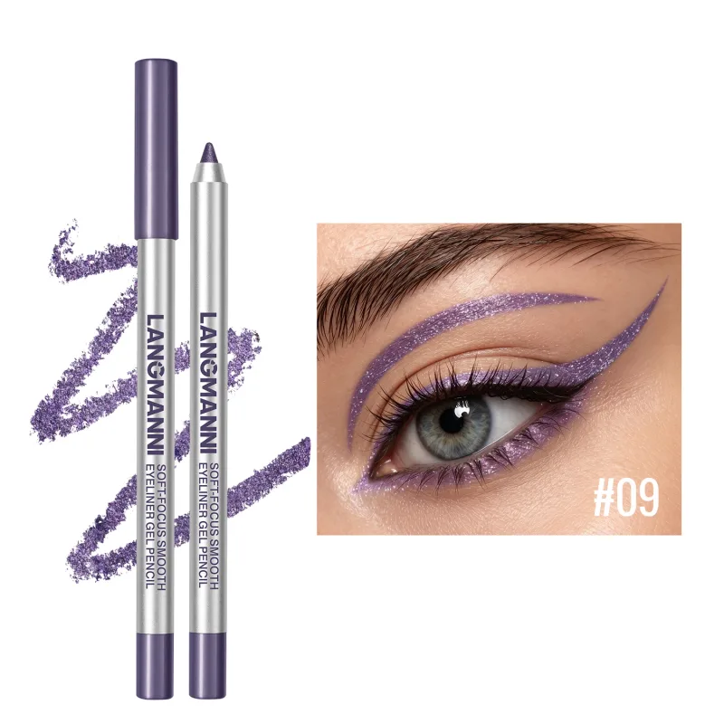 Pearlescent Green Eyeliner Pencil 12 Color Smooth Eye Pigment Glitter Eye Liner Eyeshadow Pen Long-Lasting Waterproof Eye Makeup