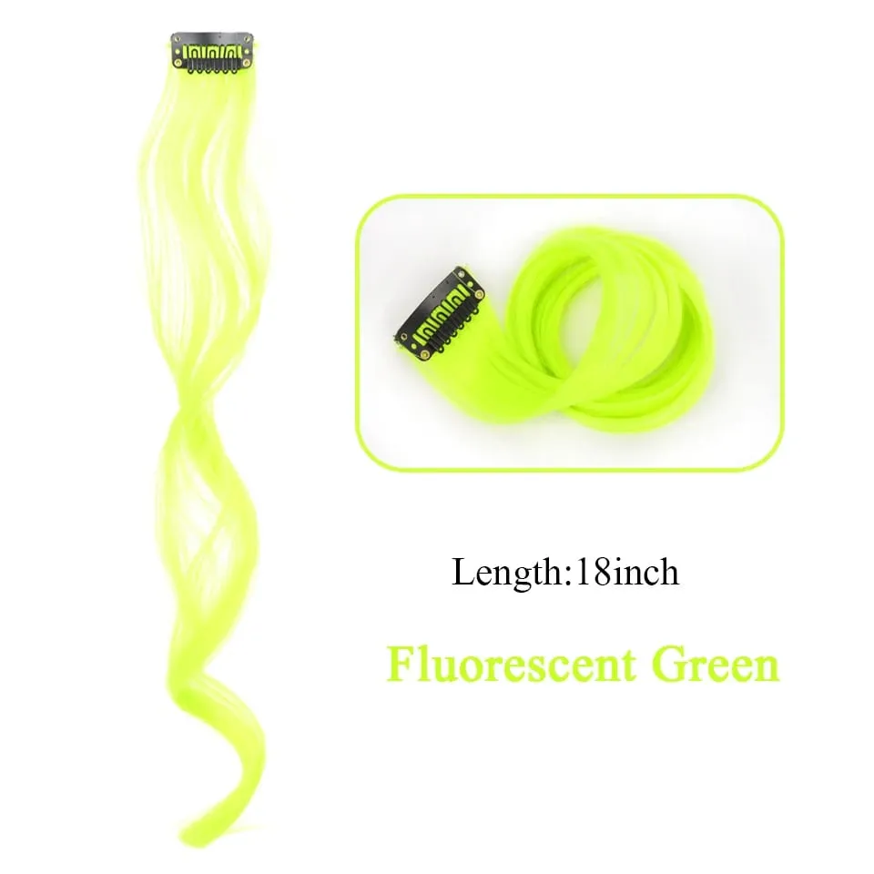 Tổng Hợp Kẹp Trong Một Miếng Nhiều Màu Sắc Làm Tóc Xoăn Tóc Tổng Hợp Miếng 18 "Dài Ombre Tóc Hồng Tím Đỏ xanh Dương