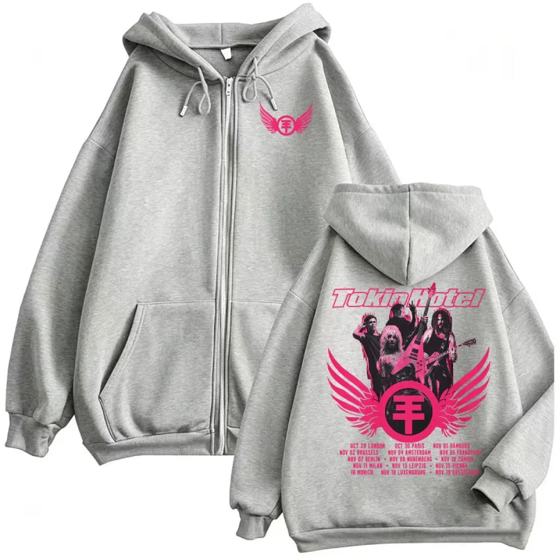Tokio Hotel Arena Tour 2026 Zipper Hoodies Men's Clothing Harajuku Sweatshirt Jacket Coats High Quality Bodywarmer Zip Up Hoodie