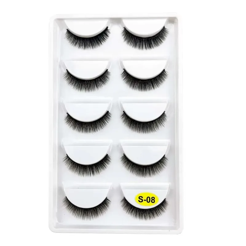 5 Pairs S03 Natural Looking 3D Mink Fake Eyelashes Makeup Tools Fluffy Style Water Mink Fur False Eyelashes for Eye Makeup