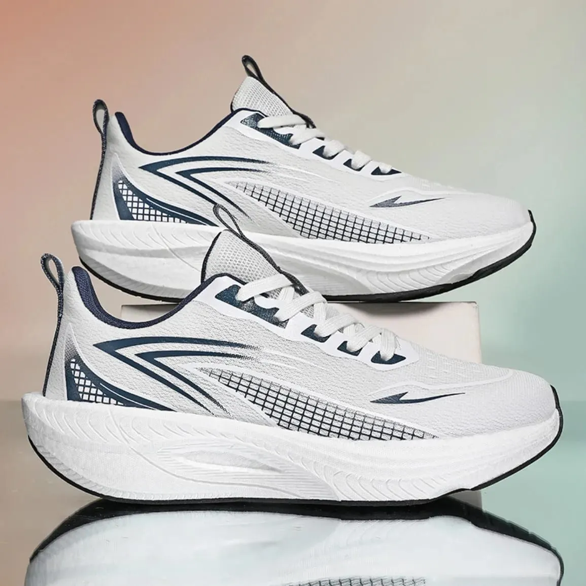 Carbon Plate Marathon Running Shoes Men Air Cushion Breathable Lightweight Shock Absorbing Non Slip Athletic Sneakers
