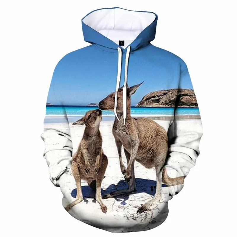 Kangaroo Printed Men's Anime Men's Clothing Sportswear Street Wear Four Seasons Men's Sportswear Pullover Hoodie Tops