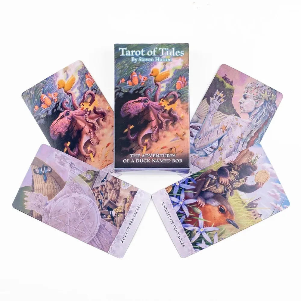 Tarot of Tides: The Adventures of A Duck Named Bob ― Double-embossed Cardstock Unique 78PCS Tarot Deck Board Game Cards