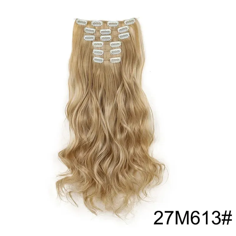 22Inch Synthetic 6pcs/set Long Curly Hair Extension Thick Soft Hairpiece for Short Hairline Coverage for Women Daily Use