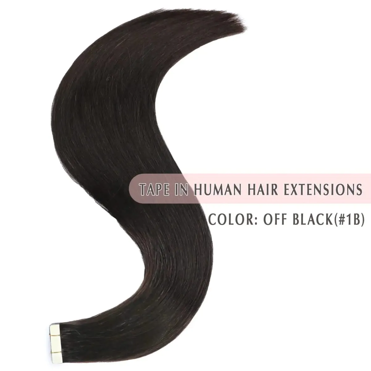 Tape-In Hair Extensions Human Hair 18 Inch #1B Remy Silky Straight Seamless Skin Weft 20Pcs 50G Real Human Hair Tape Ins For Women Add Length Volume Wedding Daily Salon Use