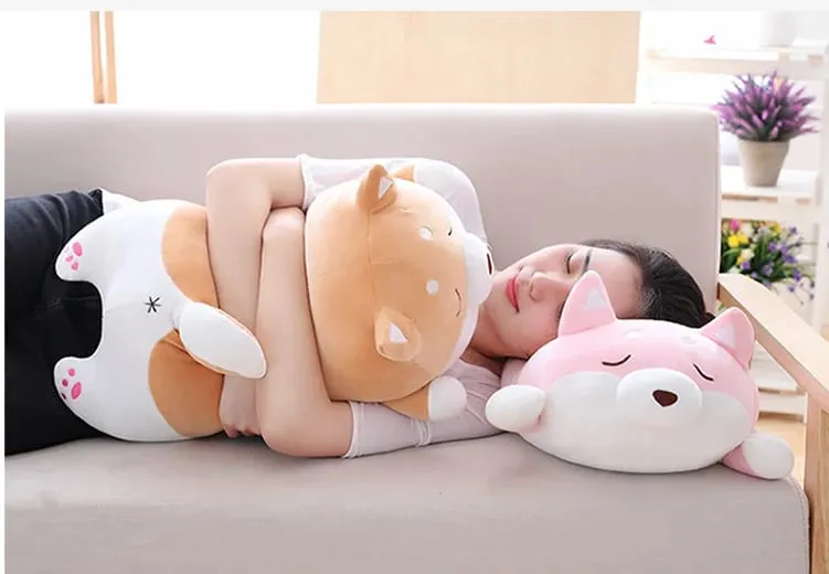 50cm Soft Stuffed Animal Plushies Lying Sleep Dog Hug Pillows Bedroom Kwaii Cute Doll For Kids Gift
