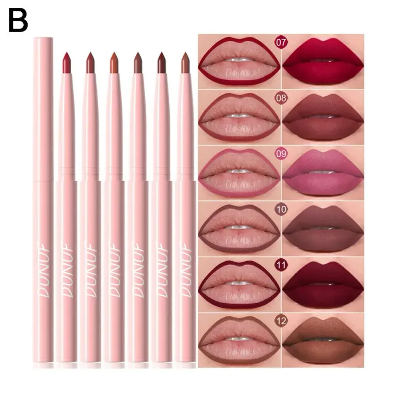 12 kleuren Matte Lip Liner Potlood Set Romige Fluwelen Lippenstift Langdurige Waterdichte Gladde Hoog Gepigmenteerde Lip Make-Up voor Vrouwen