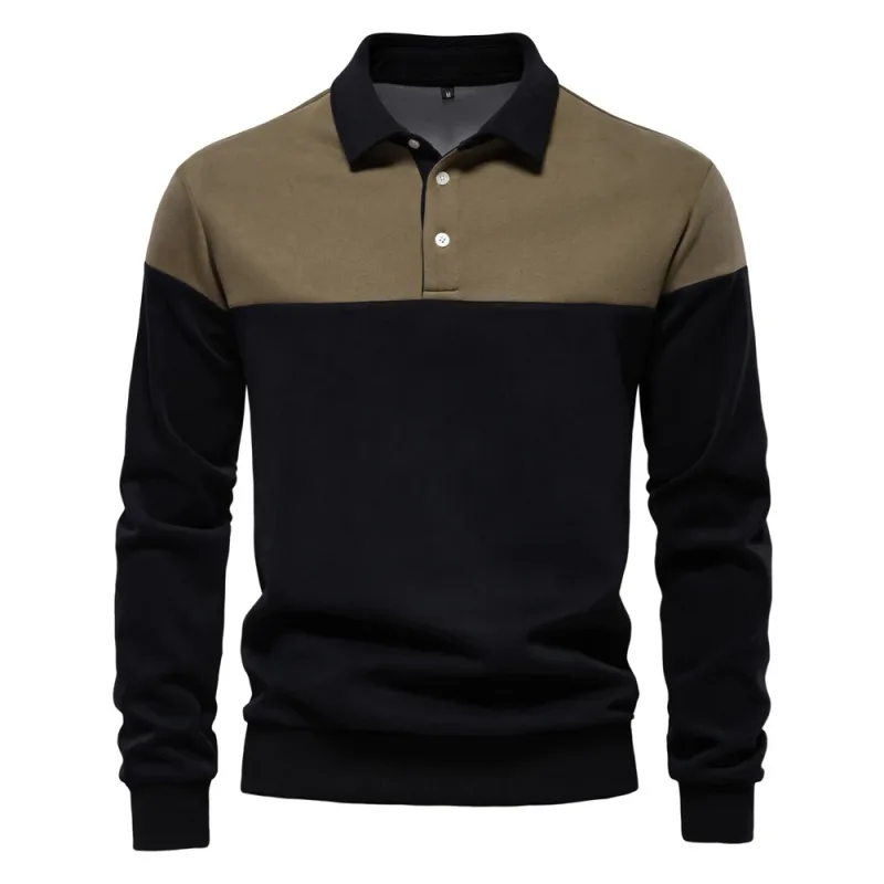 New Spring Men's Color-Block Cotton Blend Hoodies for Business Casual Style Long Sleeve Sweatshirt