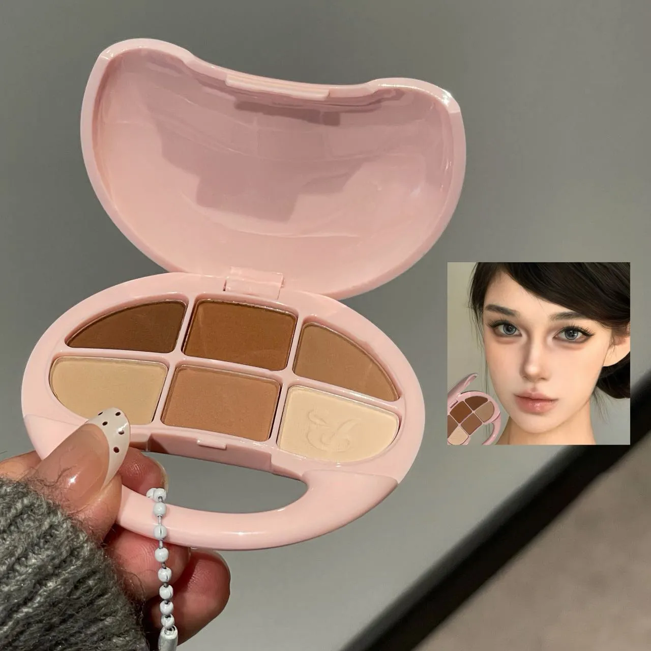 Pink Brown Six Color Eye Shadow Disk Low Saturation Matte Pearlescent Eyeshadow Palette Korean Makeup Matte Shimmer Eye Cosmetic