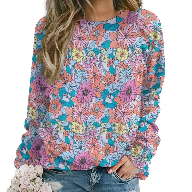 Fashion Butterfly flowers Women round-neck sweatshirt 3D Print Streetwear Autumn Y2k Sweatshirts Pullovers Woman Clothing Tops