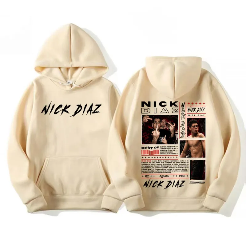 Limited Nick Diaz Retro 90s Style Graphic Hoodies Men's Gothic Violence Aesthetic Sweatshirt Fleece Casual Long Sleeve Pullovers