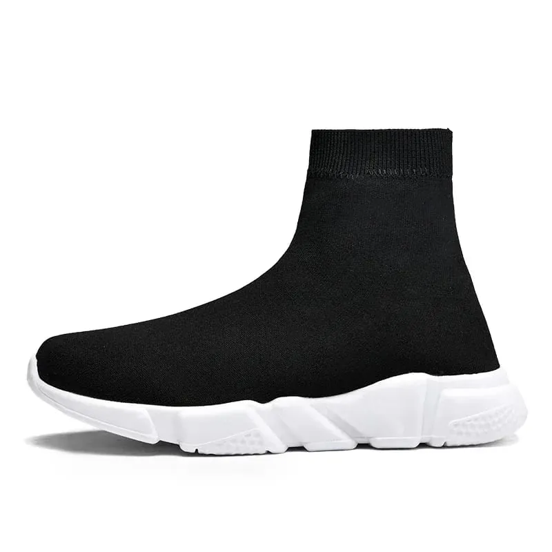 Classic Black High Top Sneakers For Men Designer Shoes Slip-on Men's Casual Sneakers Comfy Breathable Knit Women's Sports Shoes