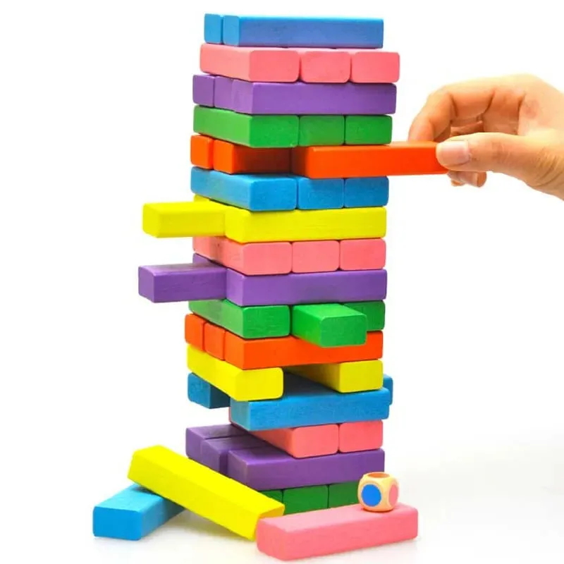 Hot Colorful Building Block Balance Game Toy Swooden Dominoes for Family Gatherings Children's and Adult Toys Stacked Toys