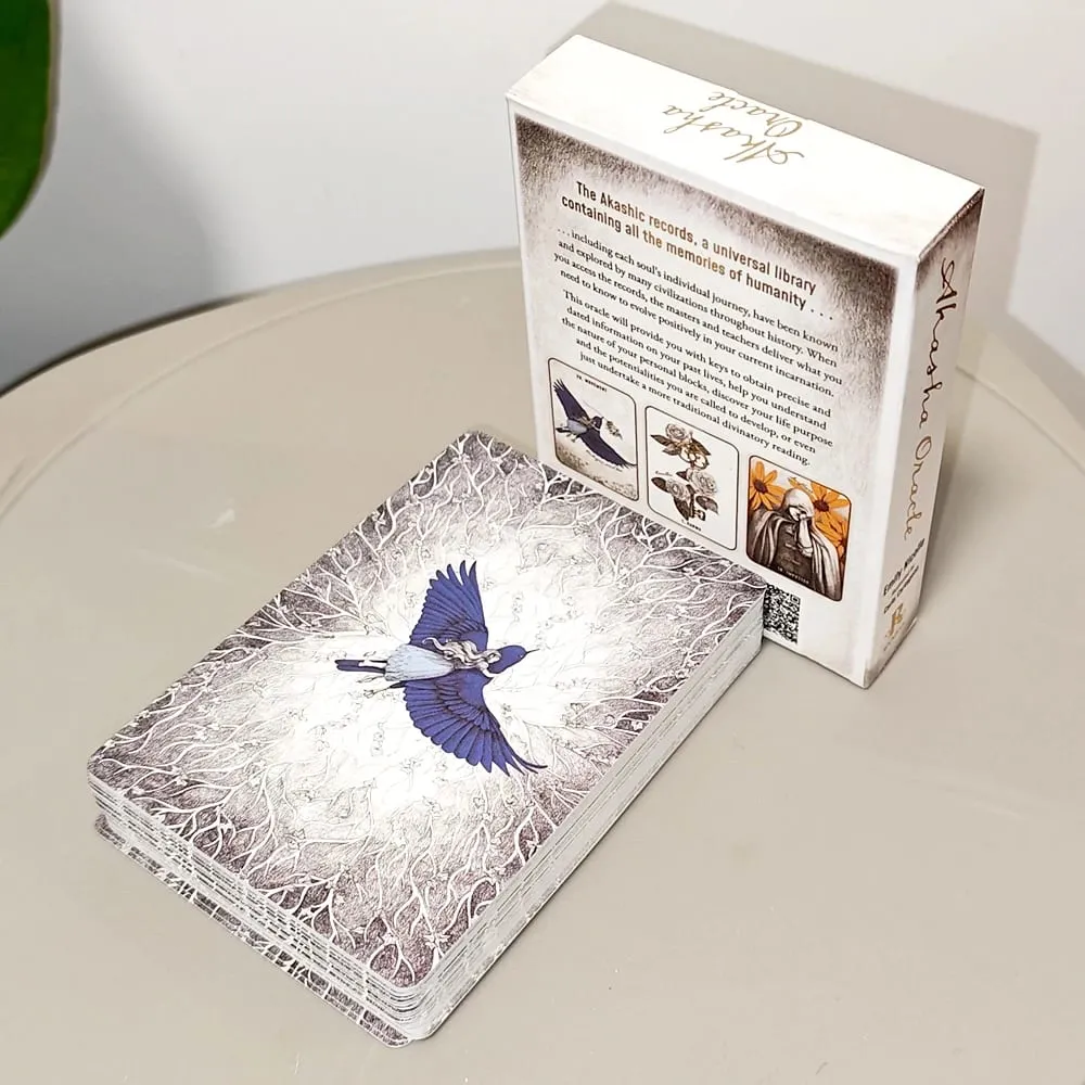 Akasha Oracle Deck 50 Cards To Unlock Past Life Wisdom Akashic Records Printed on 350GSM Double-embossed Cardstock 10.5x7.5cm