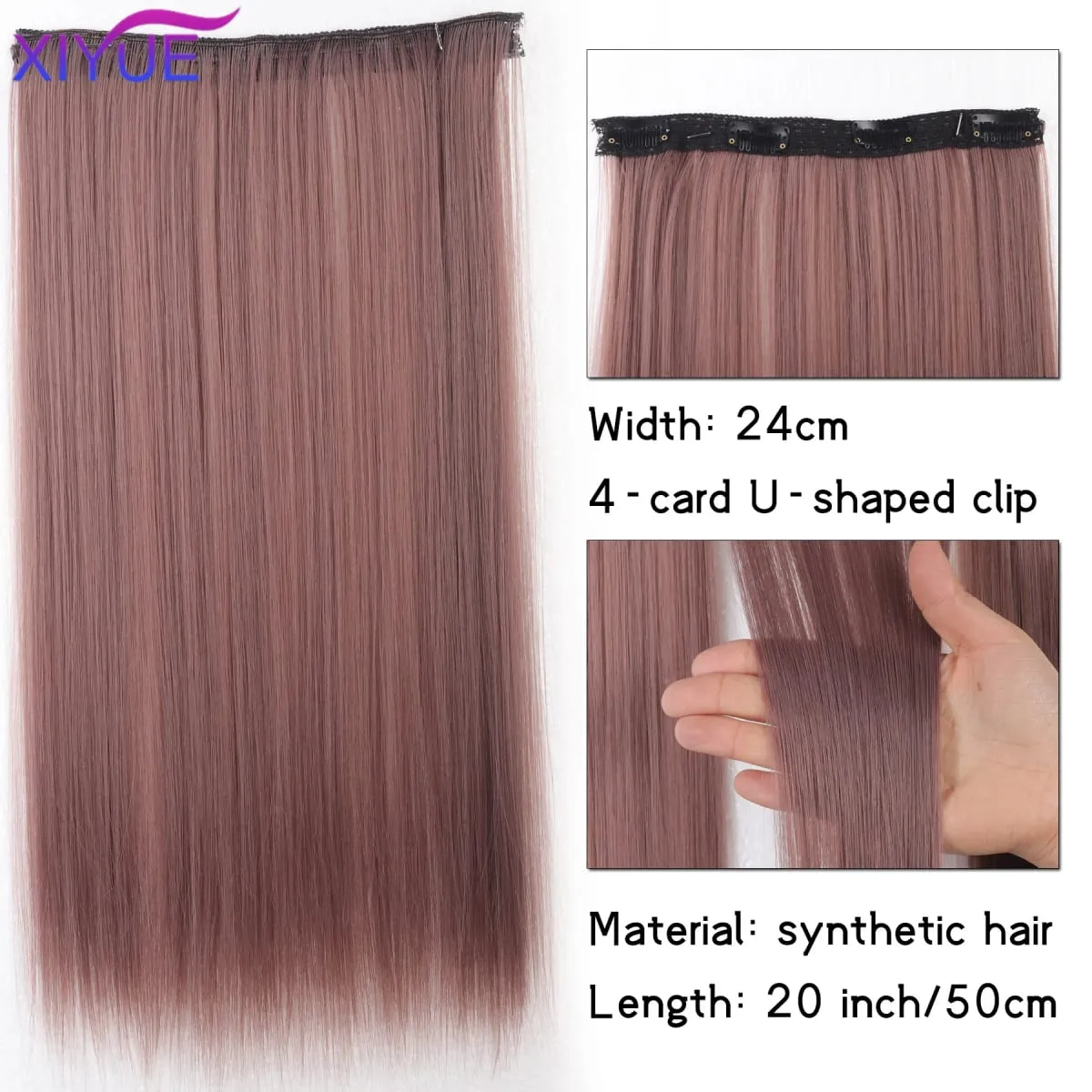 20 Zoll lange synthetische gerade Clip-in-Haarverlängerungen für Frauen – lebendige Farben, synthetische Fasern, einfach zu verwenden