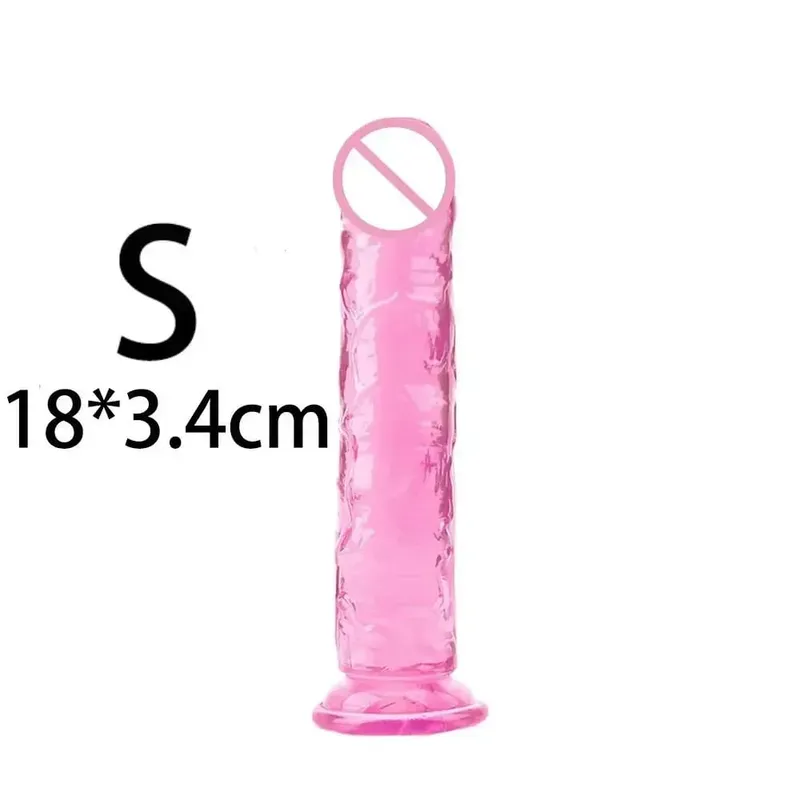 Cheap Women Erotic Anal 5 Colors Big Transparent Dildo Suction Cup Jelly Dick Sex Toys Soft Clitori Vaginal Masturbators Penis