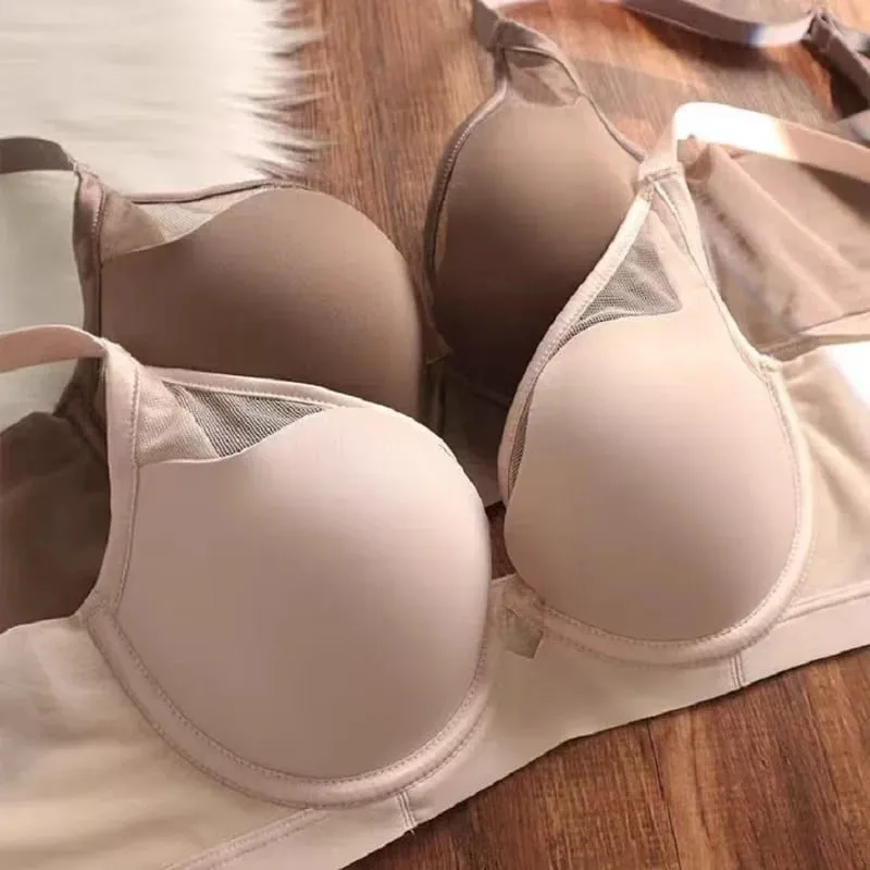 Nahtlose, dünne Push-up-Dessous in Übergröße für Frauen, große Brüste sehen kleiner aus, weicher Anti-Durchhang-Bügel-BH