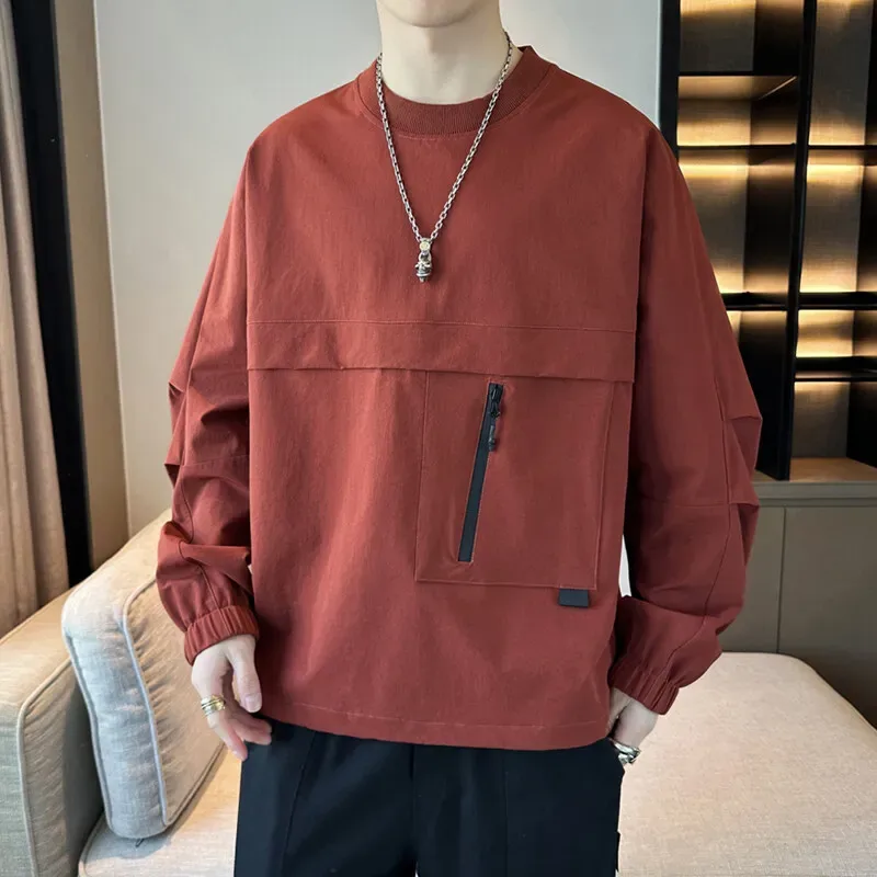 Afslappede lette og åndbare trøjer til mænd Forår Sommer Nylon Pull On Hættetrøjer Streetwear Solid Top Sweatshirts Tøj