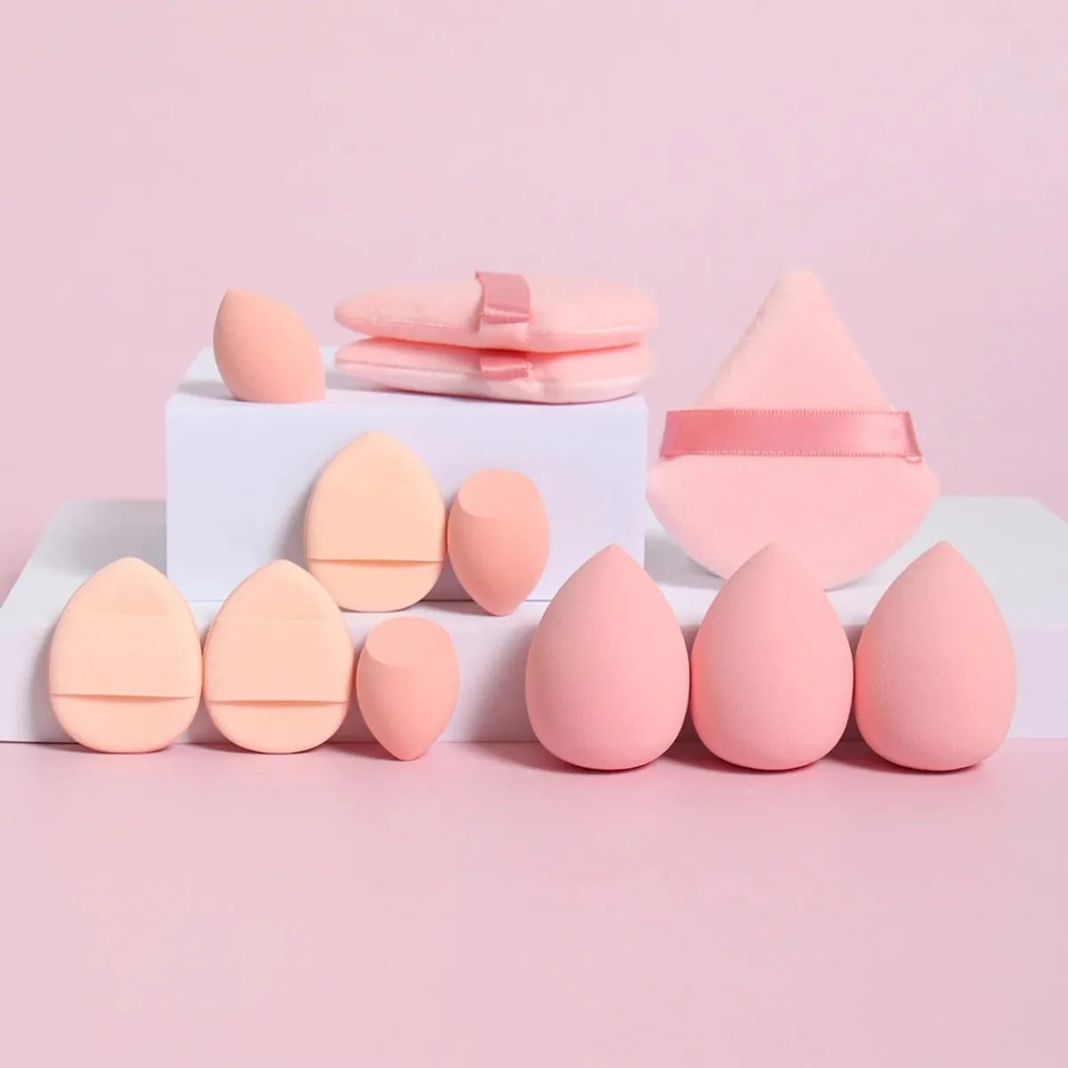 12-Piece All-Purpose Makeup Sponge Set Made of 3 Loose Powder Puffs 3 Mini Air Cushion Puffs 3 Beauty Eggs and 3 Mini Beauty — image 3