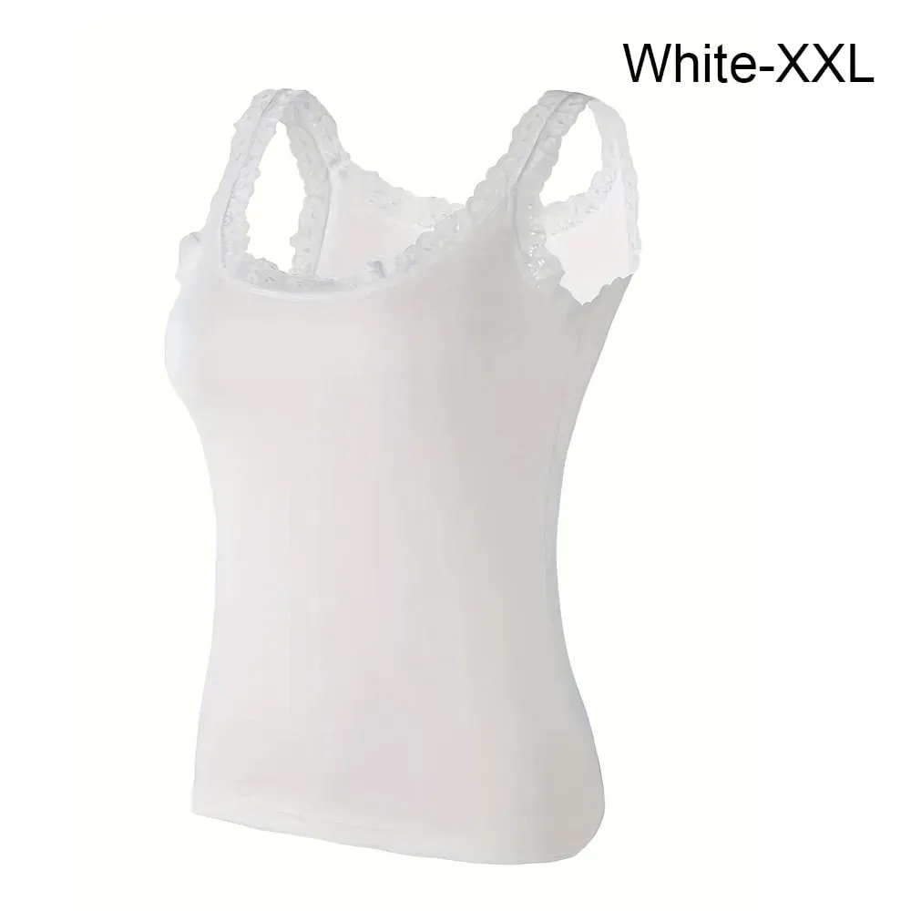 Casual U Neck Summer Tank Tops Sleeveless With Lace Cami Top Shirt Underwear Camisoles Vest Corset for Women