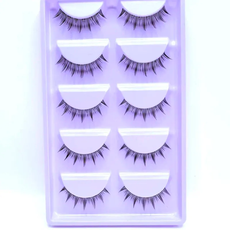 Weiche und natürliche Augenvergrößerung, 5 Paar falsche Wimpern, transparenter Stiel, weiche, natürliche Streifenwimpern