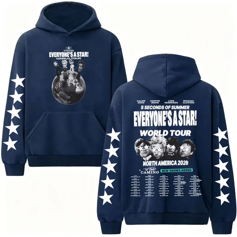 5 Seconds of Summer Everyones A Star World Tour Hoodies Men Women Harajuku Hip Hop Street Sweatshirts High Quality Casual Hooded