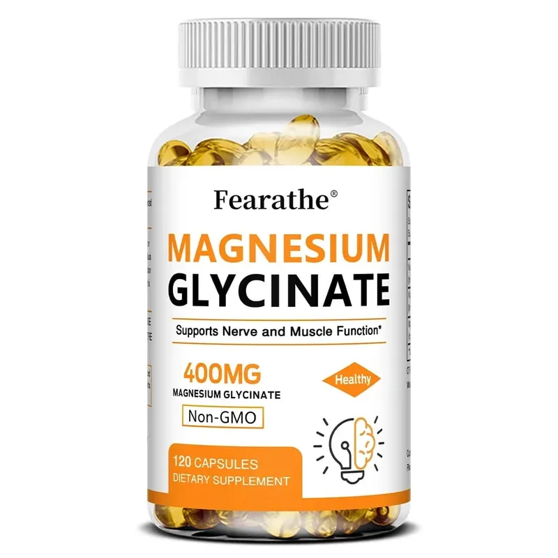 Magnesium Glycinate 400mg Capsules Support Muscle Bone Heart Nerve Sleep Quality & Immune System Health Non-GMO