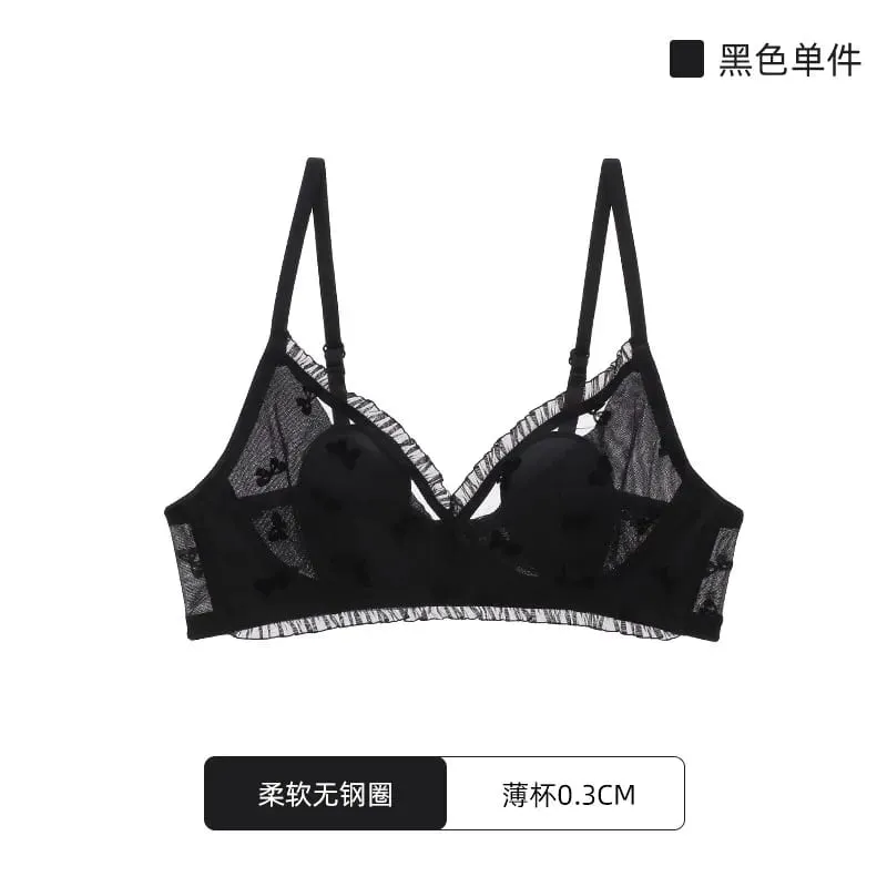 Sutiã Com Orelhas De Coelho Estilo Japonês Ultrafino Aumenta Peito Pequeno Sustenta Grande Anti-Caída Conjunto Lingerie