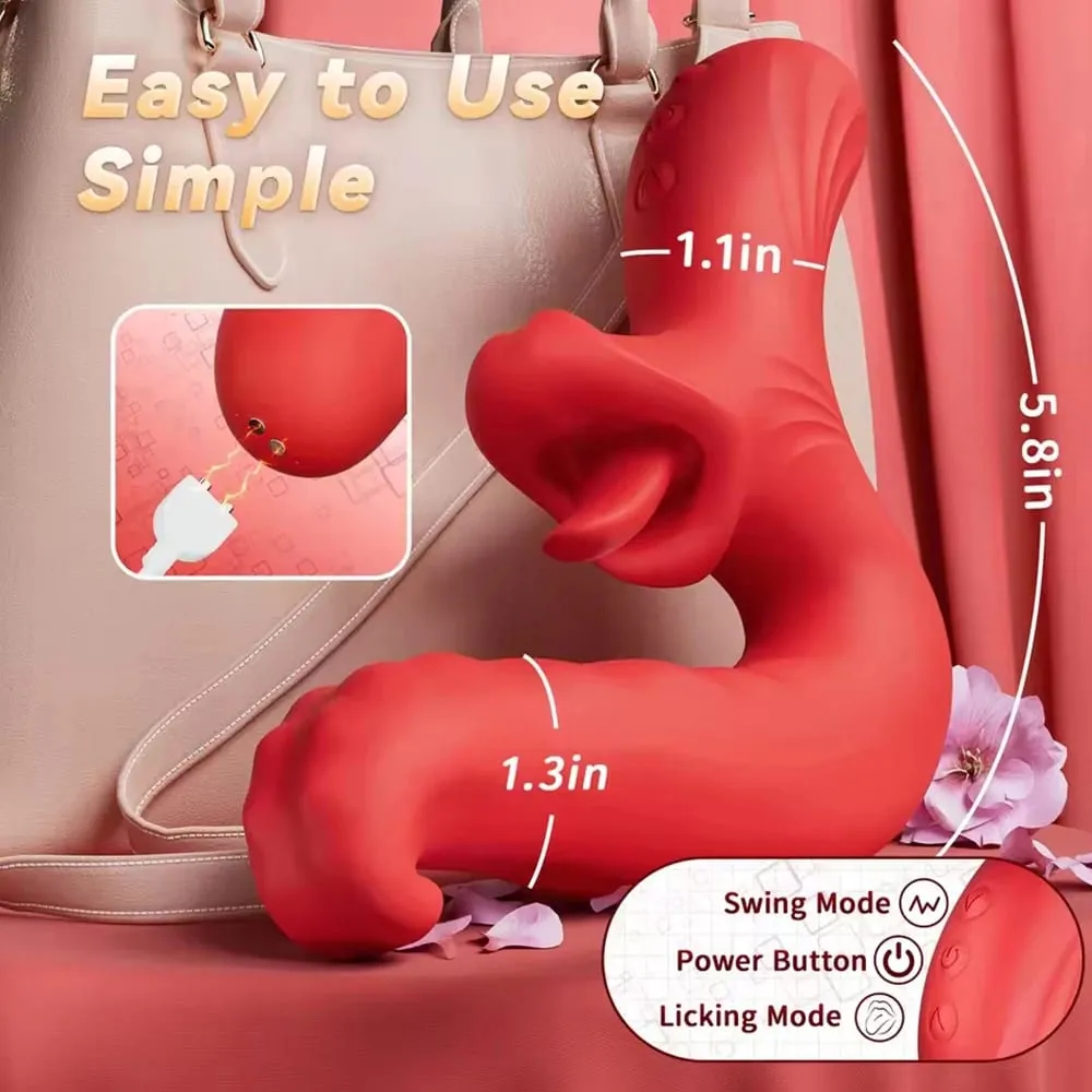Powerful Tongue Vibrator for Women 10 Swing & 10 Licking Dildo Vibrators G Spot Clitoral Stimulator Female Masturbator Sex Toys