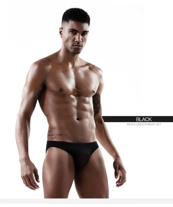 2PCS Men's Underpants Ice Silk Breathable Sexy Thin U Convex Transparent One Piece Low Waist Triangle Shorts Head