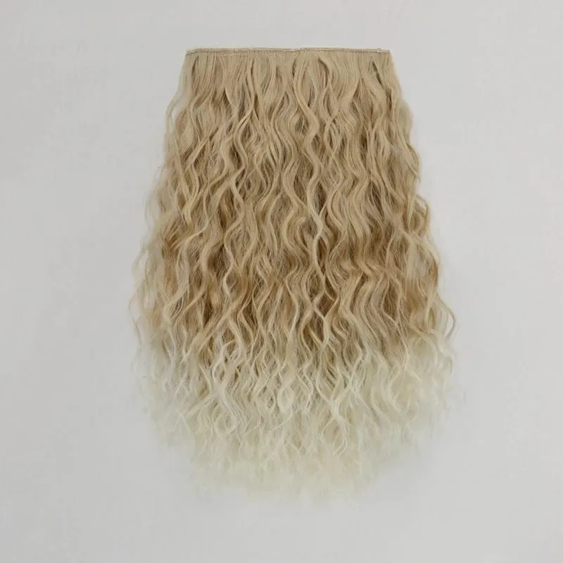 18Inch Synthetic One Piece 6 Clips Short Wavy Curly Clip-In Hair Extension Invisible Fulffy Black Brown Hairpiece for Women