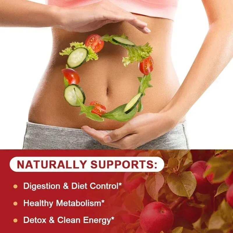 Cuka Cider Epal 1600 mg dengan Ibu untuk Penghadaman yang Sihat Menurunkan Berat Badan dan Tenaga