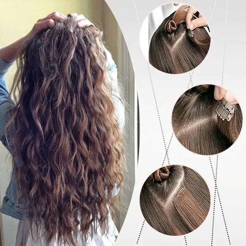 24Inch Synthetic Long Kinky Curly Clip-in Hair Extensions for Women High-Temperature Fiber Fluffy Hairpiece Everyday Wear