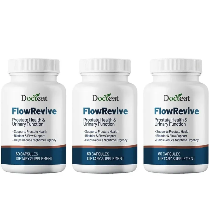 Docteat FlowRevive Prostate Health Urinary Function Botanical Capsules with Saw Palmetto and Pygeum Bark Extract 60 Capsules