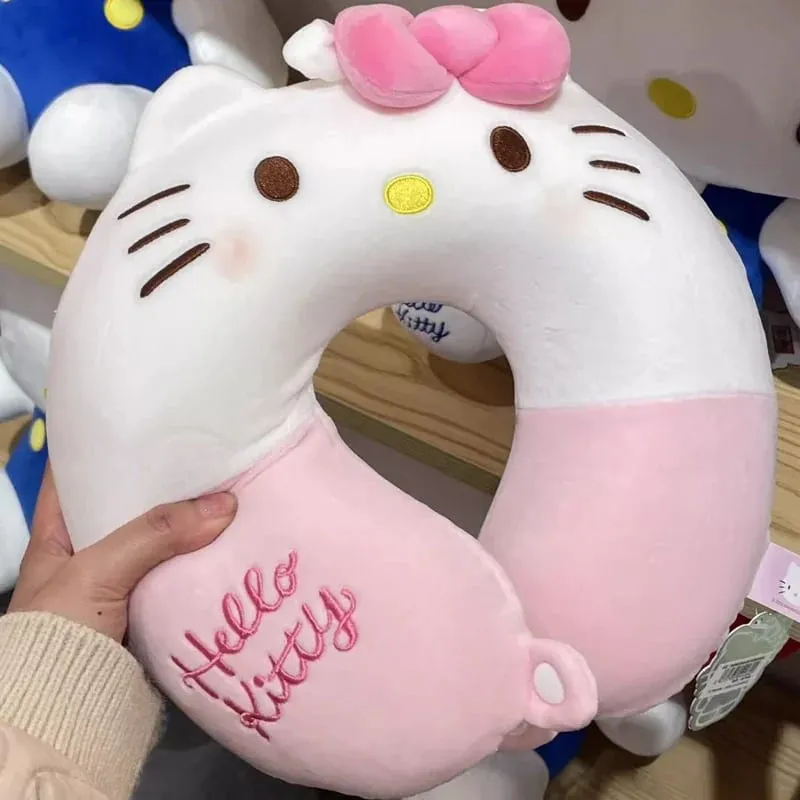 Sanrio Leuke U-vormige Nekkussen Hello Kitty Purin Pochacco Draagbare Dutje Kussen Perfect voor Neksteun Kuromi Knuffel