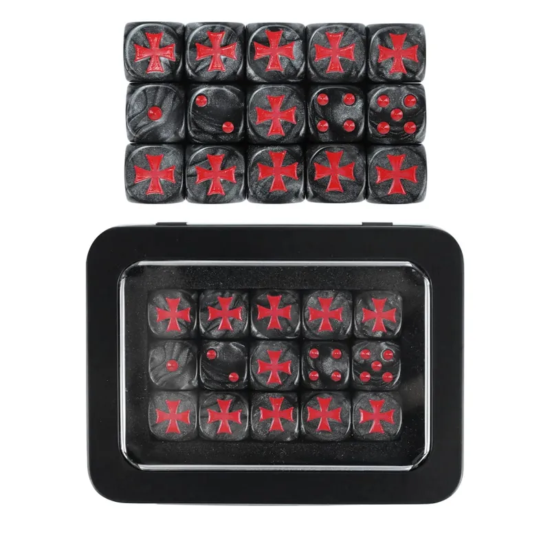 15PCS 16mm/0.63inch D6 Wargaming Dice Set for Tabletop Miniatures Game Damage Tracking Army Faction Themed Dice Tokens