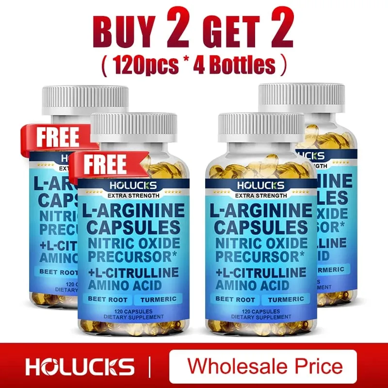 L-Arginine Capsules with L-Citrulline - Nitric Oxide Supplement for Performance Endurance and Muscle Support Vegan Non-GMO