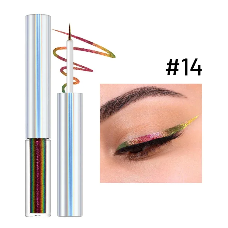 19 Colors Holographic Chameleon Liquid Eyeliner Metallic Glitter Color-Shifting Eye Liner Long Lasting Waterproof Eyes Makeup