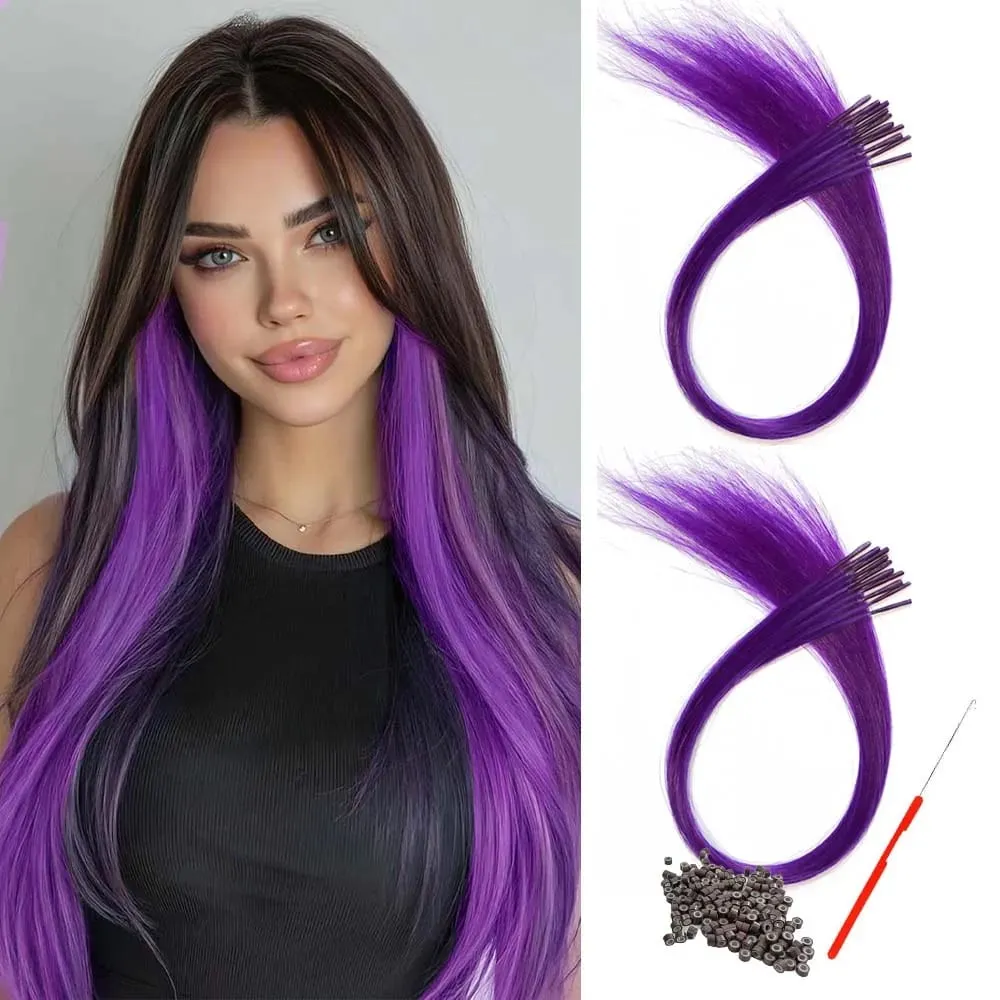 20roots 16inch I-tip Fusion colorful Synthetic Hair Extensions with crochet hook and ring Y2K style