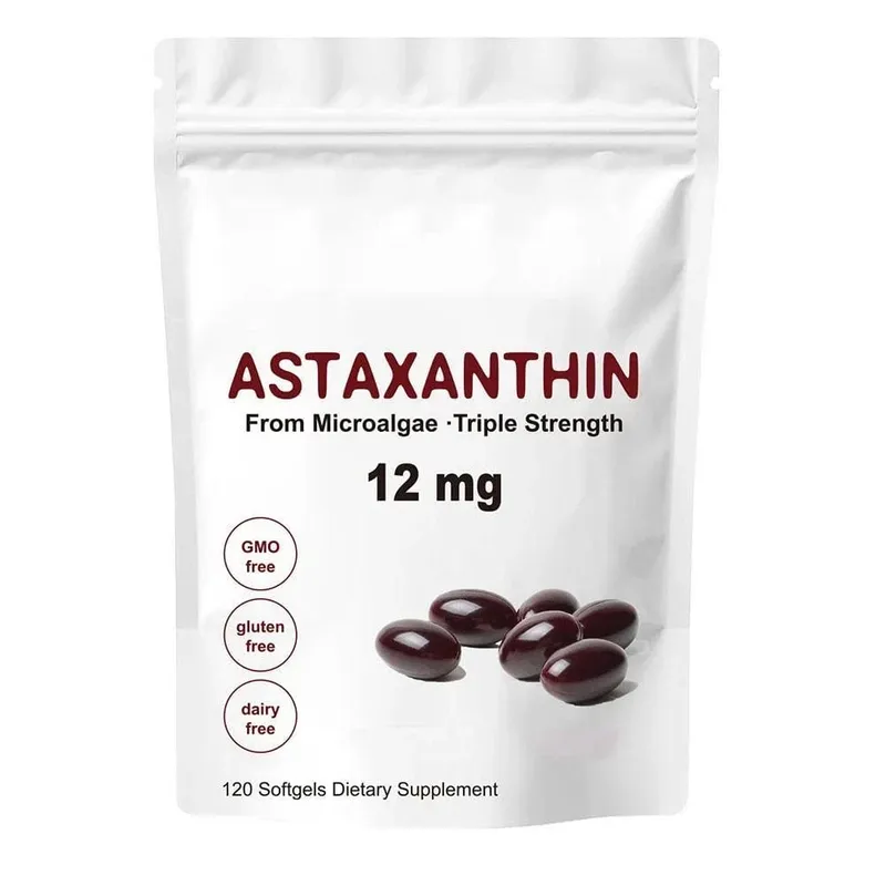 Astaxantina de triple potencia 12 mg - Suplemento antioxidante de astaxantina natural sin OGM verificado y sin gluten - 120 cápsulas blandas