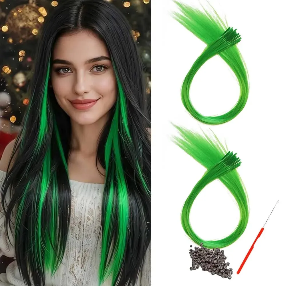 20roots 16inch I-tip Fusion colorful Synthetic Hair Extensions with crochet hook and ring Y2K style