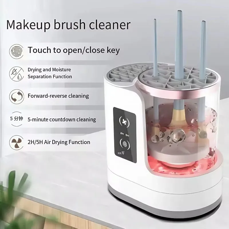 Elektrický stroj na čištění štětců na make-up 3 V 1 Sušička štětců na make-up Přenosný automatický USB nástroj na čištění kosmetických štětců