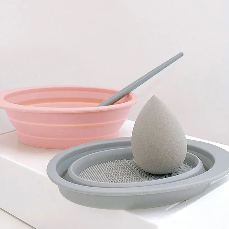 Silicone Makeup Brush Cleaner Bowl Foldable Cleaning Mat Cosmetic Foundation Eyeshadow Powder Brushes Cleaner Tools For Makeup