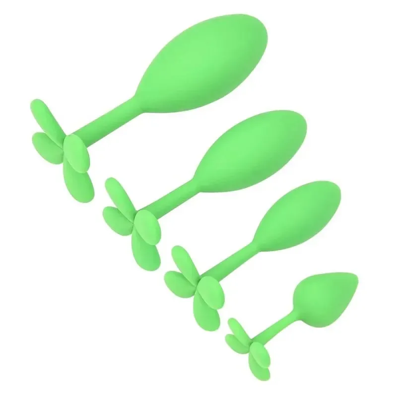 Silikone Anal Perler Butt Plug Sæt Mini Small Medium Large Anal Plug Four Leaf Clover Anal Trainer Sexlegetøj Mænd Kvinder Homoseksuelle